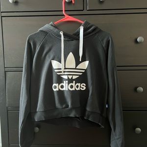 Adidas Black Cropped Hoodie